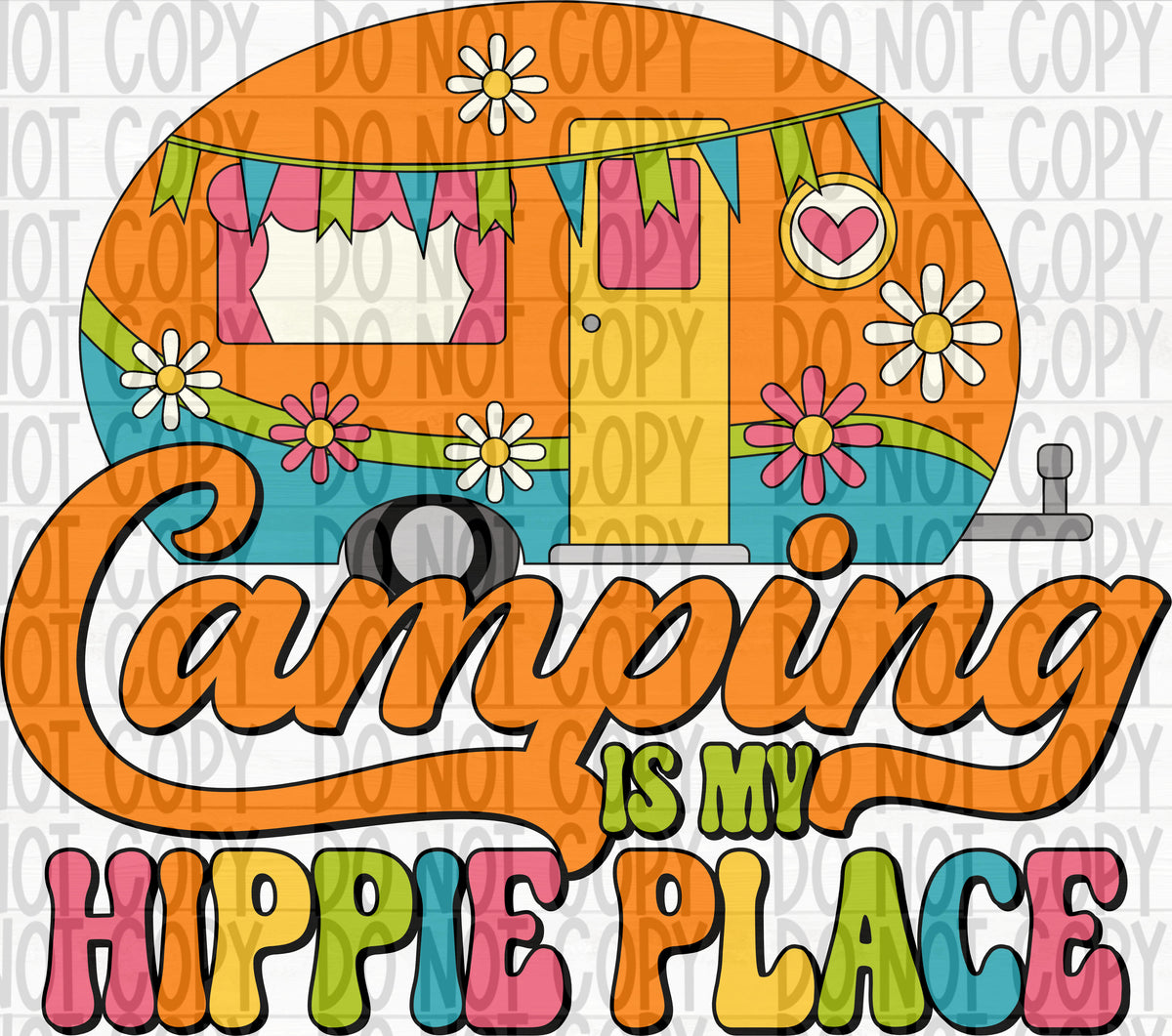 Camping Happy Place Sublimation Transfer, Ready to Press