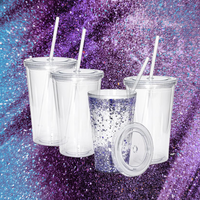 16oz Tapered Acrylic Tumbler- Dry Glitter ONLY