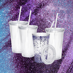 16oz Tapered Acrylic Snow Globe Tumbler