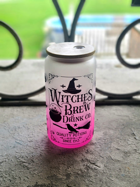16oz Frosted Ombre Glass Cup | Witches Brew