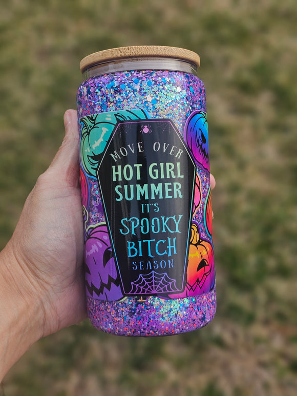 16oz Glass Glitter Snow Globe Cup | #204