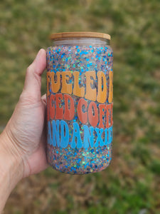 16oz Glass Glitter Snow Globe Cup | #205