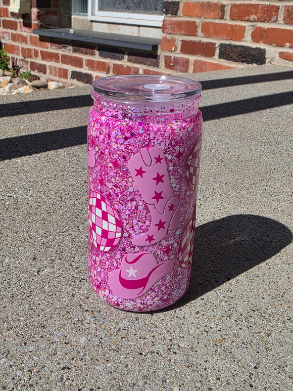 16oz Acrylic Glitter Snow Globe Cup | #208