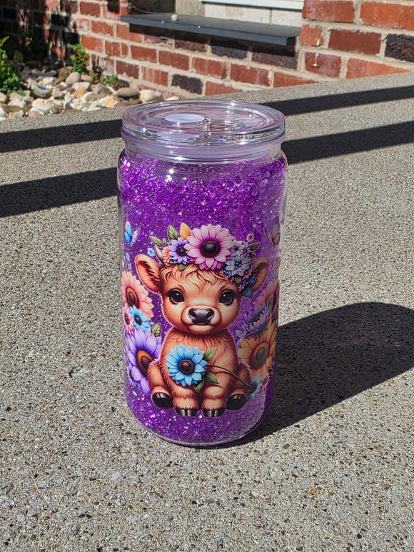 16oz Acrylic Diamond Stone Snow Globe Cup | #207