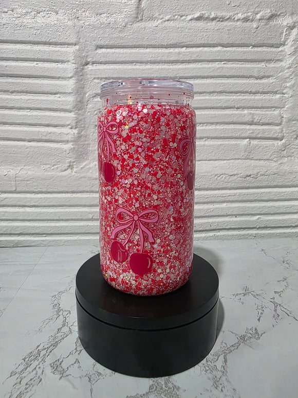 16oz Acrylic Glitter Snow Globe Cup | #213