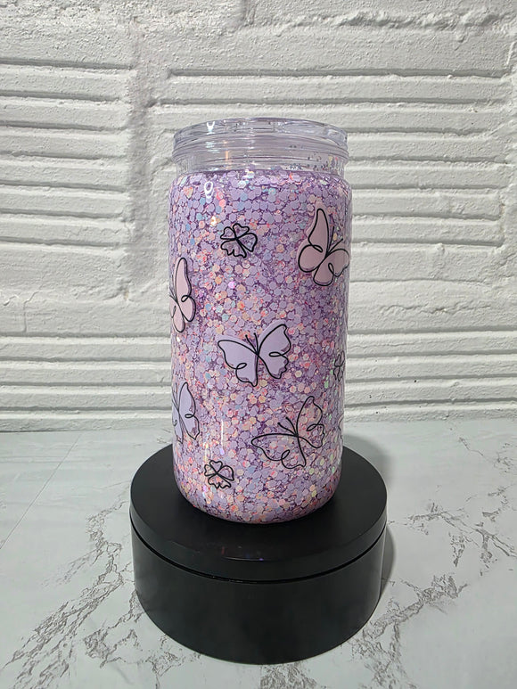 16oz Acrylic Glitter Snow Globe Cup | #214