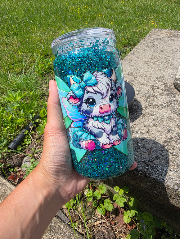 16oz Acrylic Glitter Snow Globe Cup | #216
