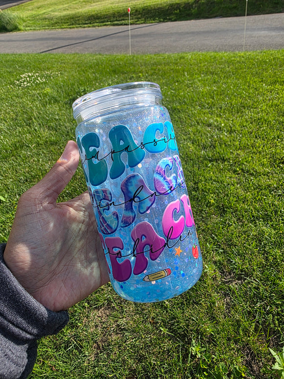 16oz Acrylic Glitter Snow Globe Cup | #219