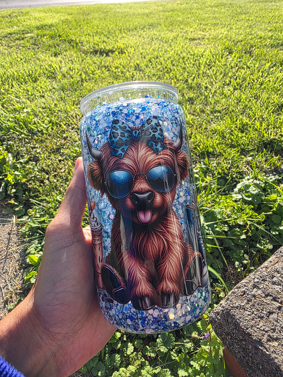 16oz Acrylic Glitter Snow Globe Cup | #221
