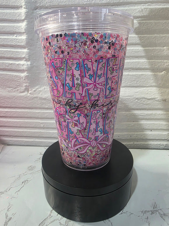 16oz Acrylic Glitter Snow Globe Cup | #226