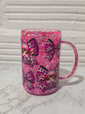 16oz Glass Glitter Snow Globe Mug with Filled Handle | #228