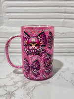 16oz Glass Glitter Snow Globe Mug with Filled Handle | #228