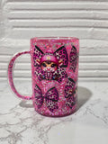 16oz Glass Glitter Snow Globe Mug with Filled Handle | #228