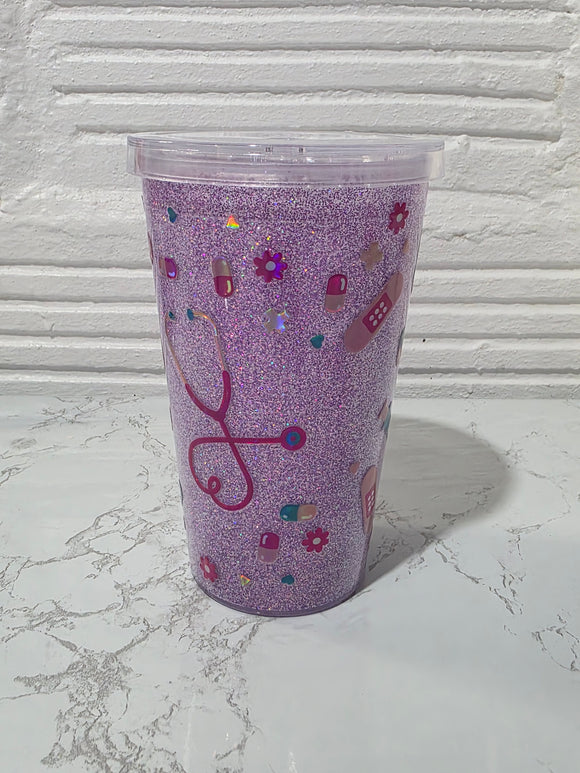 16oz Acrylic Dry Glitter Tumbler | #229