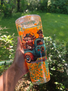 24oz Acrylic Lava Drip Snow Globe Tumbler | #236