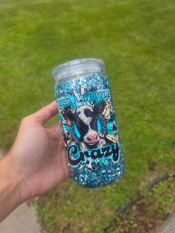 16oz Acrylic Glitter Snow Globe Cup | #237