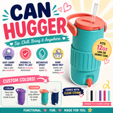 Custom Can Hugger w/ Handle & Straw | 12oz Can or Skinny Can Holder