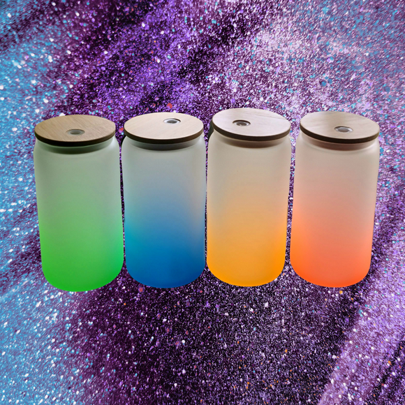 16oz Frosted Ombre Glass Cup- (Non Snowglobe)