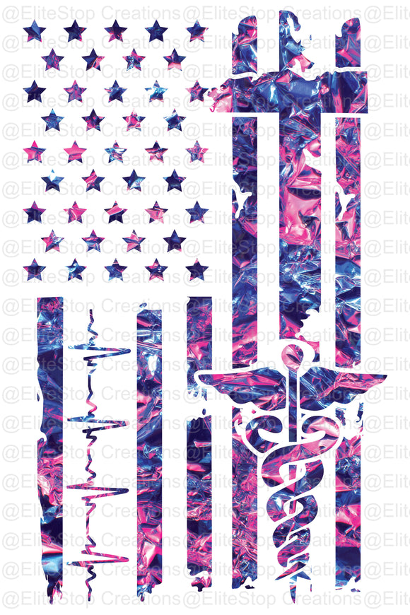 Nurse Flag- Blue & Pink Swirl - EliteStop Creations