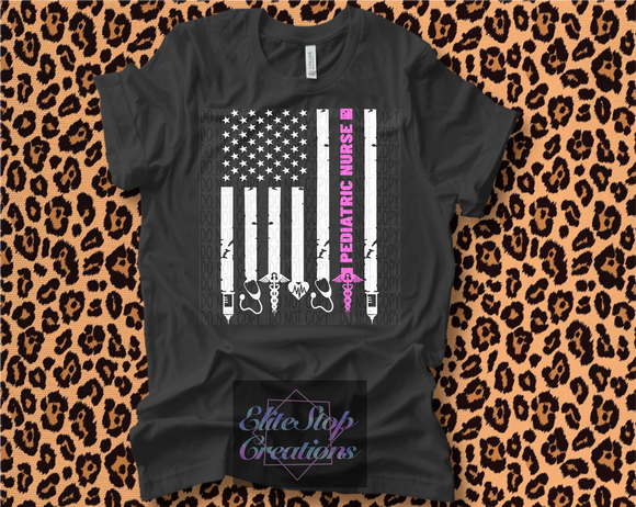 Adult- Pediatric Nurse Flag- Pink