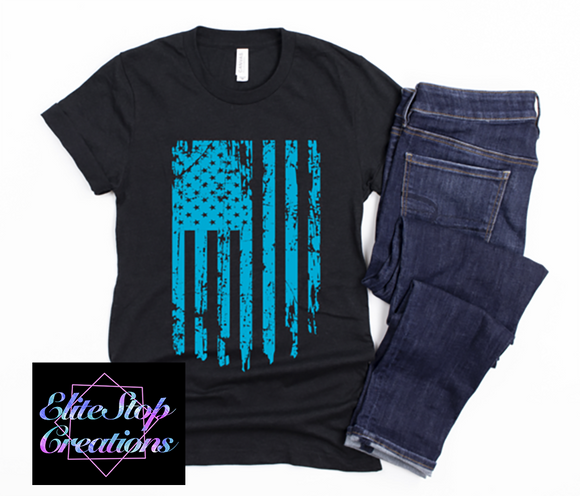 Distressed Neon Blue Flag- Pre Order ends 10/1/21 - EliteStop Creations