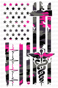 Nurse Flag- Black & Pink Camo - EliteStop Creations