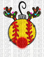 Softball Reindeer Ornament - EliteStop Creations