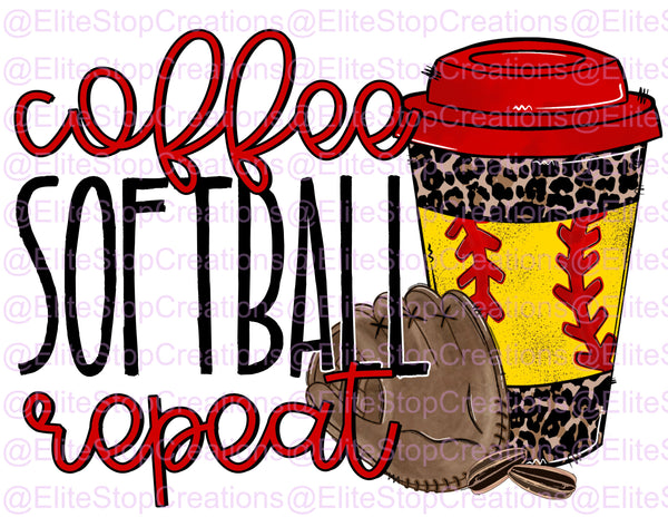 Coffee Softball Repeat - EliteStop Creations