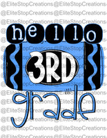 Hello 3rd Grade- Blue - EliteStop Creations