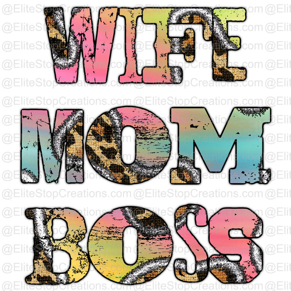 Wife Mom Boss- Leopard - EliteStop Creations