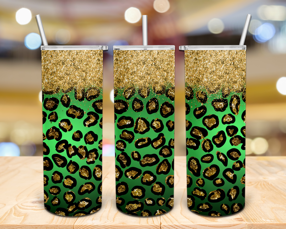 Green & Gold Glitter Leopard - EliteStop Creations