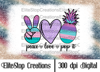 Peace Love Pop it- Digital Design - EliteStop Creations