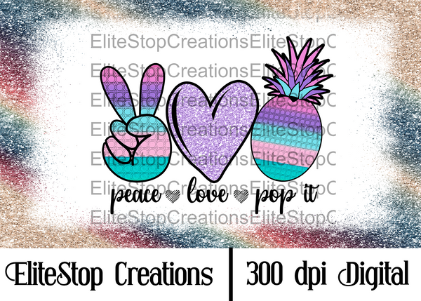 Peace Love Pop it- Digital Design - EliteStop Creations