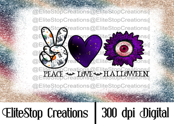 Peace Love Halloween- Digital Design - EliteStop Creations