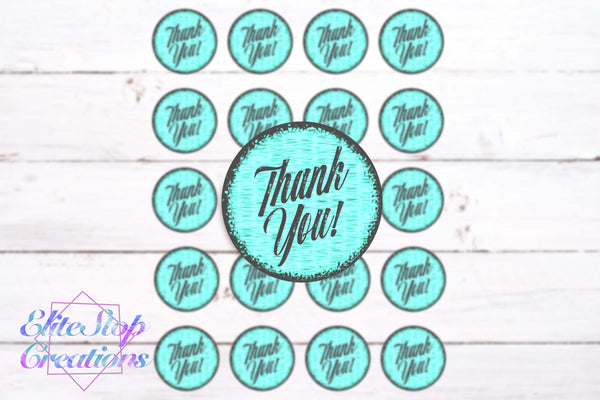 Thank you- Teal- 60 stickers - EliteStop Creations