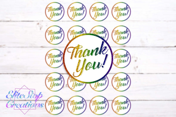 Thank you- Rainbow- 60 stickers - EliteStop Creations