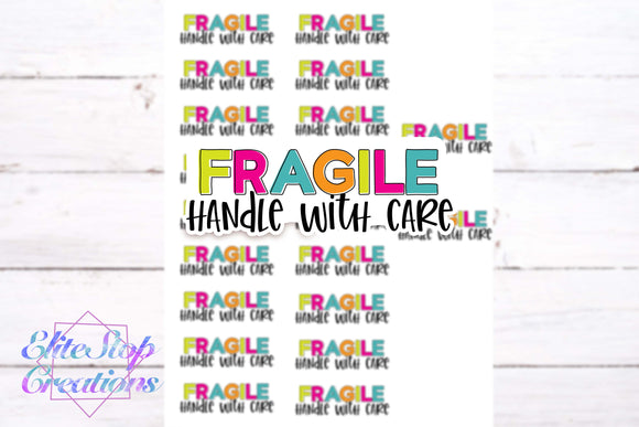 Fragile Handle With Care- Large- 60 Stickers - EliteStop Creations