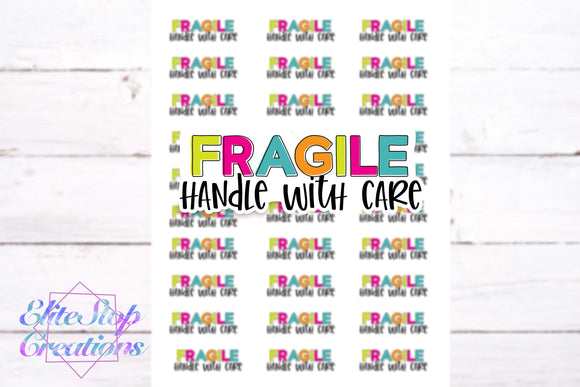 Fragile Handle With Care- Small- 90 Stickers - EliteStop Creations