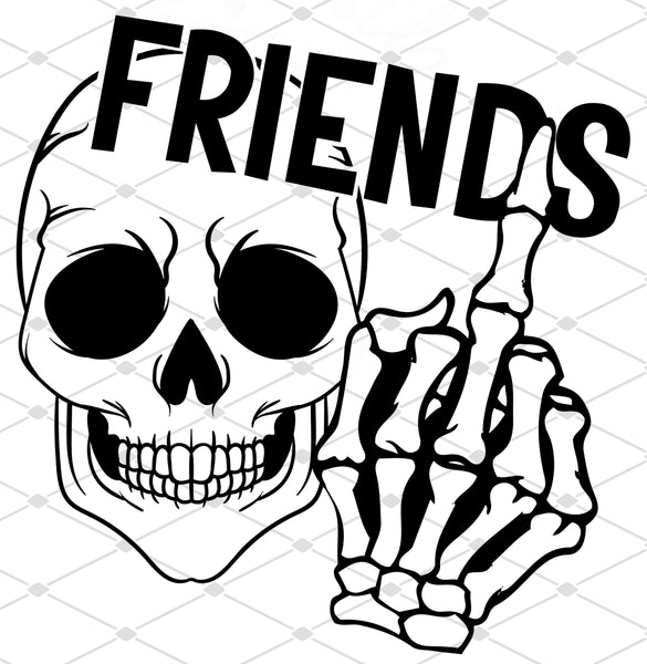 Friends Skull- Middle Finger | Black - EliteStop Creations