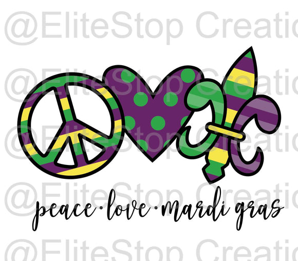 Peace Love Mardi Gras - EliteStop Creations
